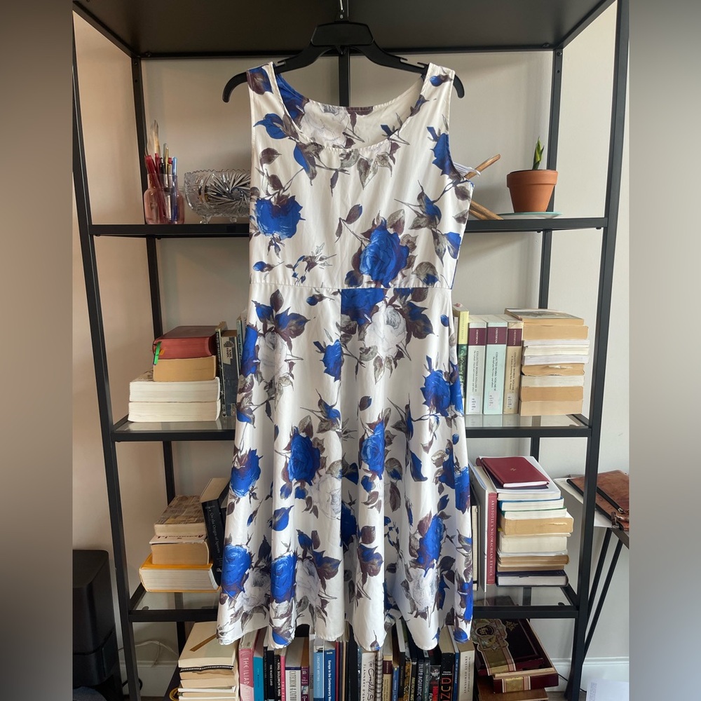 💎 blue floral a-line dress